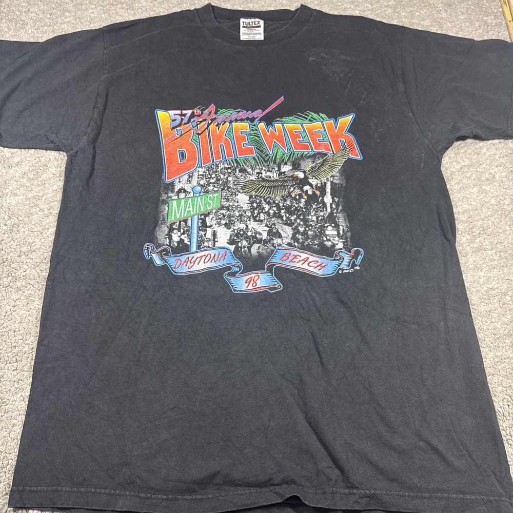 DAYTONA BEACH BIKE WEEK 1998 SHIRT Main Street Black XL Harley Motorcycle VTG